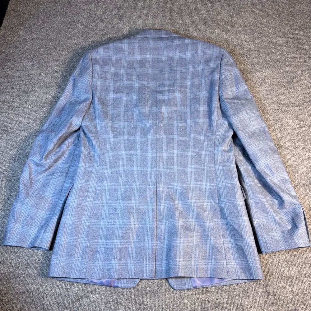 Lauren Ralph Lauren Mens 40L Blue Glen Plaid Silk Wool Blend Blazer Sport Coat